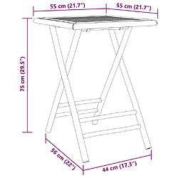 vidaXL Table de jardin pliable 55x55x75 cm bambou pas cher