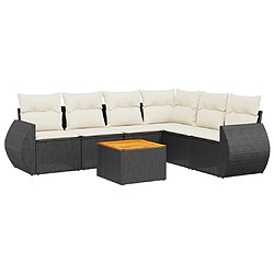 Maison Chic Ensemble Tables et chaises d'extérieur 7pcs avec coussins,Salon de jardin noir résine tressée -GKD807978