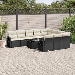 Maison Chic Salon de jardin 11 pcs avec coussins | Ensemble de Table et chaises | Mobilier d'Extérieur noir résine tressée -GKD12152