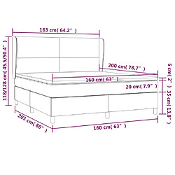 vidaXL Sommier à lattes de lit et matelas Gris foncé 160x200cm Velours pas cher