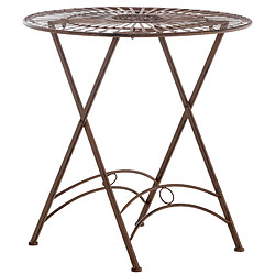 Decoshop26 Table de jardin en métal Ø 71 cm style rustique marron vieilli MDJ10217 