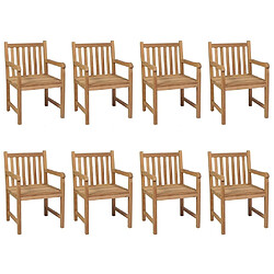 Maison Chic Lot de 8 Chaises de jardin,Fauteuil d'extérieur avec coussins blanc crème Teck solide -MN63118