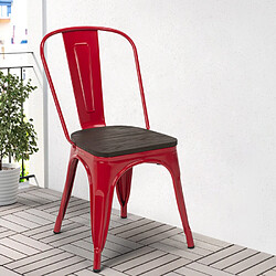 Ahd Amazing Home Design Chaises industrielles en bois et acier Tolix pour cuisine et bar Steel Wood, Couleur: Rouge