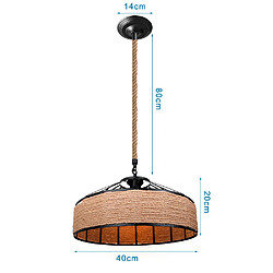 Stoex Suspension Luminaire D'Intérieur en Métal Ø40CM Lampe Suspendue Rétro Vintage Plafonnier en Corde de Chanvre pas cher