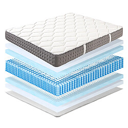 LUXURY LITERIE Matelas 140x200 cm, Sakina, 24cm, Ressorts Ensachés, Mousse Haute Densité, Indépendance de Couchage, Soutien ferme, face été/hiver pas cher