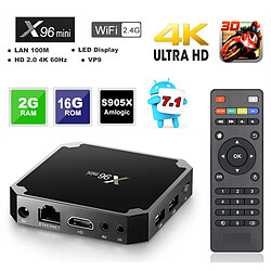 X96 mini Smart TV BOX Amlogic S905W Quad Core Android 7.1.2 2+16 Go WIFI 4K - Noir