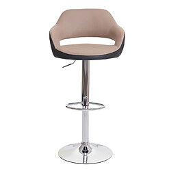 Mendler Tabouret de bar HWC-F16, tabouret pivotant, avec dossier simili cuir ~ taupe-noir