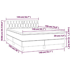 vidaXL Sommier à lattes de lit et matelas Gris clair 140x190cm Velours pas cher