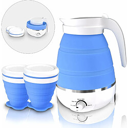 Vendos85 Bouilloire électrique pliable de 0,6L et 2 tasses pliables bleu 