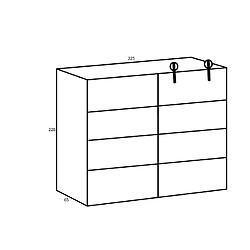 Inside 75 Armoire MODRICH 225 x 228 cm porte coulissante 1 porte graphite 1 porte chêne vieilli 2 roulettes fontes