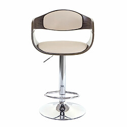 Mendler Tabouret de bar HWC-A47, chaise de bar, bois courbé, design rétro ~ gris, similicuir couleur crème