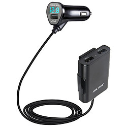 Wewoo Chargeur HSC-600D de voiture de tourisme à 3 ports 3USB 7.2AMP DC 5V 2,4A et 4,8A monté avant et après la charge avec tensionlongueur de câble 1,8 m