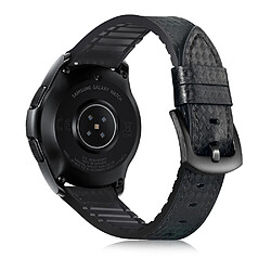 Wewoo Bracelet pour montre connectée appliquer le cuir actif en fibre de carbonne Samsung Galaxy Watch 22mm avec la bande de sports de silicone noir