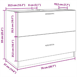 vidaXL Armoire d'évier noir 78x37x59 cm bois d'ingénierie pas cher