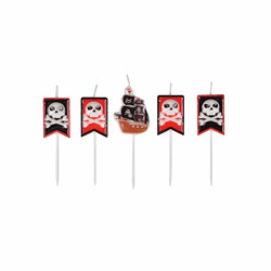 Paris Prix Lot de 5 Bougies d'Anniversaire Pirates Rouge & Noir