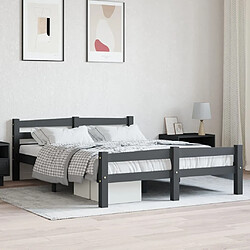 vidaXL Cadre de lit sans matelas gris foncé pin massif 140x200 cm