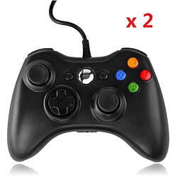 Lot de 2 Manette Filaire USB Qumox Pour microsoft Xbox 360 Contrôleur jeu video PC Windows 2000-ME-XP-Vista-7-8 Noir 