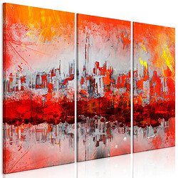 Decoshop26 Tableau toile de décoration murale impression premium en 3 parties sur châssis en bois motif Coucher de soleil à New York 120x80 cm 11_0013478