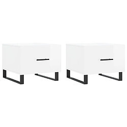 vidaXL Tables basses 2 pcs blanc brillant 50x50x40cm bois d'ingénierie