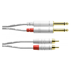 Cordial CFU1.5PC-SNOW - Câble audio 2 jacks mono mâles - 2 RCA mâles 1,5 m blanc