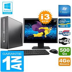 PC HP EliteDesk 800 G1 SFF Core I3-4130 4Go Disque 500 Go Wifi W7 Ecran 22" - Occasion