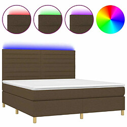 Maison Chic Lit adulte- Lit + matelas + LED,Sommier à lattes de lit matelas et LED Marron foncé 180x200 cm -GKD66350