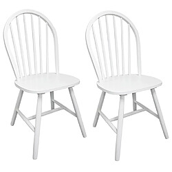 Decoshop26 Lot de 2 chaises de salle à manger cuisine design classique bois d'hévéa solide blanc CDS020163