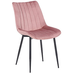 Decoshop26 Lot de 2 chaises de salle à manger coutures décoratives verticales avec pieds en métal noir assise en velours rose 10_0001746