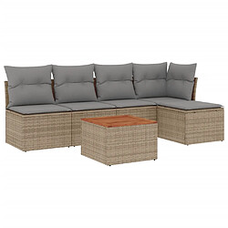 vidaXL Salon de jardin avec coussins 6pcs mélange beige résine tressée