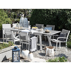 Beliani Table de jardin 175/225 x 80 cm Métal Gris clair PERETA