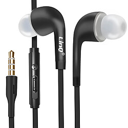 LinQ Écouteurs Jack 3.5mm Intra-auriculaires Microphone Boutons Contrôle Noir 