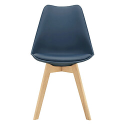 Helloshop26 Lot de 2 chaises de salle à manger scandinave siège cuisine plastique hêtre similicuir 81 cm bleu 03_0002769