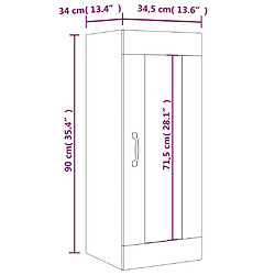 vidaXL Armoire murale suspendue Blanc brillant 34,5x34x90 cm pas cher