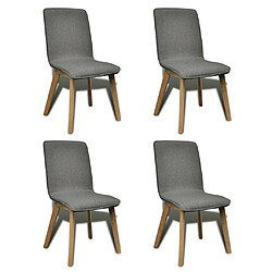 vidaXL Chaises à manger lot de 4 gris clair tissu et chêne massif