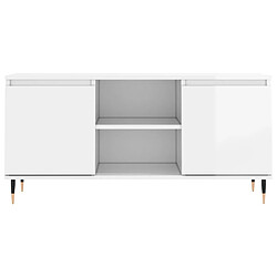 Maison Chic Meuble TV scandinave - Banc TV pour salon blanc brillant 104x35x50 cm bois d'ingénierie -MN83438 pas cher