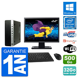 PC HP 600 G3 SFF Ecran 22" Intel G4400 RAM 32Go Disque Dur 500Go Windows 10 Wifi · Occasion 