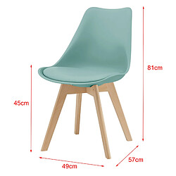 Lot de 6 Chaises de Salle à Manger Scandinave Siège Cuisine Plastique Similicuir Hêtre 81 x 49 x 57 cm Menthe [en.casa]