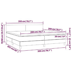 vidaXL Sommier à lattes de lit avec matelas Taupe 200x200 cm Tissu pas cher