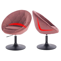 Helloshop26 Fauteuil chaise longue avec accoudoirs en velours rose 19_0000338