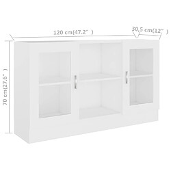 vidaXL Armoire à vitrine Blanc 120x30,5x70 cm Bois d'ingénierie pas cher