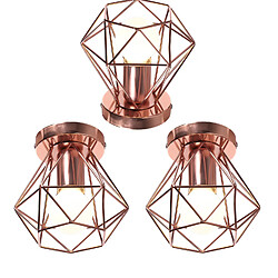 Stoex (3X) Plafonnier Rétro Lampe de Plafond D'Intérieur Vintage Or Rose Luminaire Plafonnier Cage Pour Cuisine, Café, Bureau, Salle À Manger 