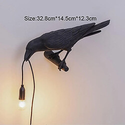 Avis Universal Lampe murale oiseau italienne moderne résine blanc noir lumière pour la chambre couvre-lit chambre décoration luminaire led (mur noir à droite)