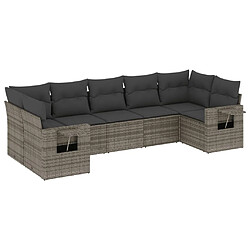 vidaXL Salon de jardin avec coussins 7 pcs gris résine tressée