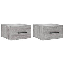 Maison Chic Lot de 2 Tables de chevet,Table de nuit,Table d'appoint pour salon murales sonoma gris 35x35x20 cm -MN81539