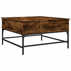 Maison Chic Table basse pour salon | Table à café chêne fumé 80x80x45 cm bois d'ingénierie et métal -GKD43883