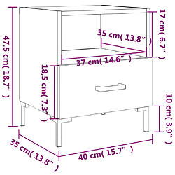 vidaXL Tables de chevet 2 pcs sonoma gris 40x35x47,5 cm pas cher