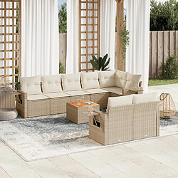 vidaXL Salon de jardin avec coussins 9 pcs beige résine tressée