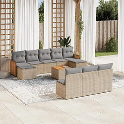 vidaXL Salon de jardin 11 pcs avec coussins beige résine tressée 