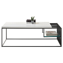 Avis Pegane Table basse en métal coloris blanc mat / noir - L.120 x H.40 x P.60 cm