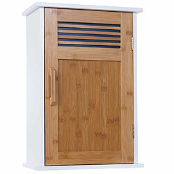 Avis Decoshop26 Armoire murale de salle de bain en bambou 52x35x21cm blanc 04_0001503